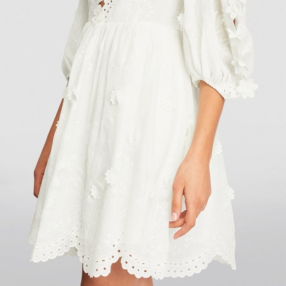 ZIMMERMANN Rosa White Embroidered Ramie Dress Zimmermann Size 0 - Picture 3 of 11